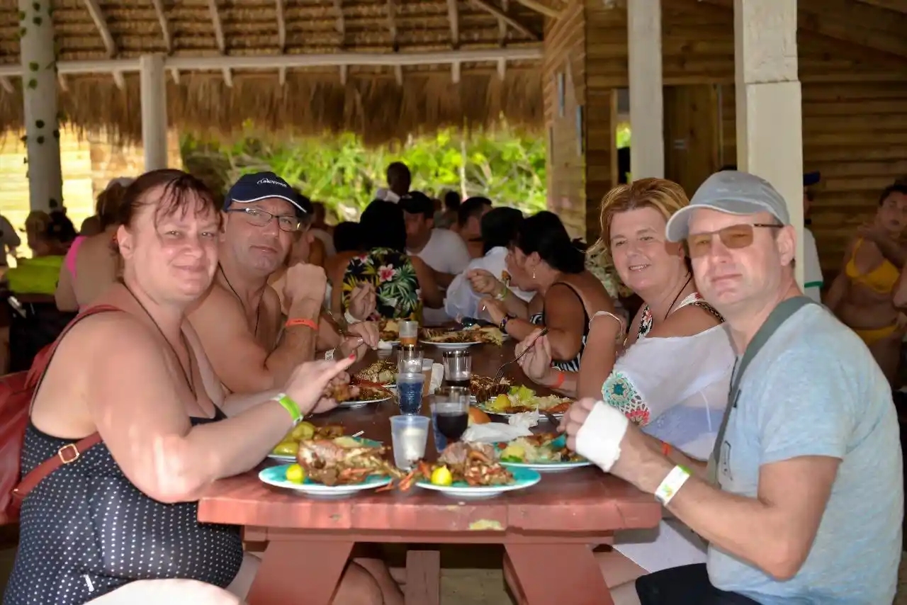 Family having lunch on Catalina Island