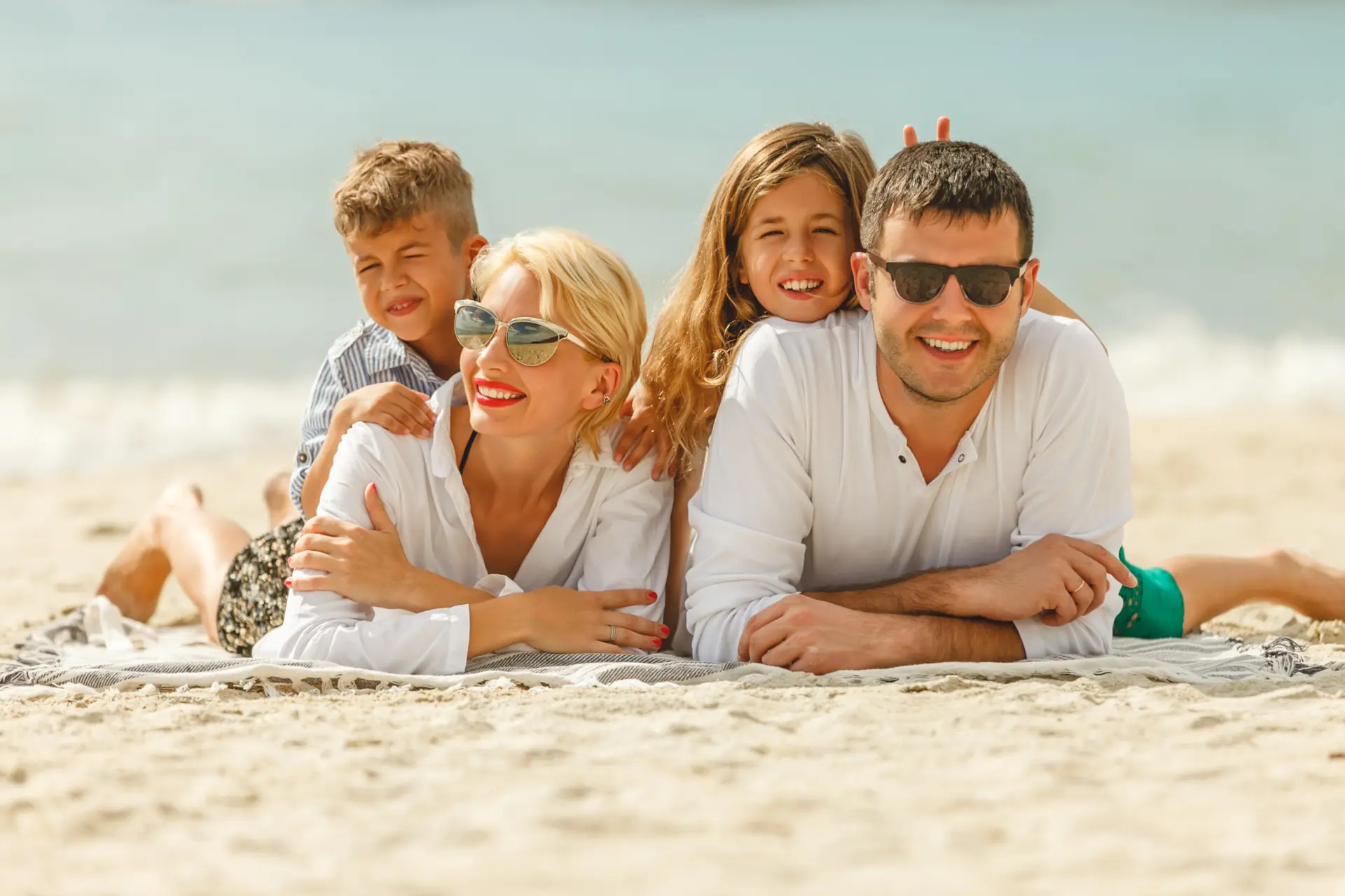 Beautifull Happy Family in Bacardi island
